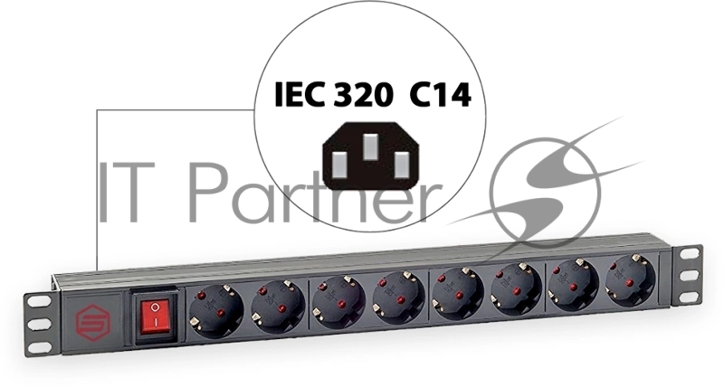 Блок распределения питания Sysmatrix PD 0802.000 гор.размещ. 8xSchuko базовые 16A C14