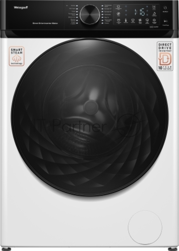 Стиральная машина Weissgauff WM 59411 Direct Drive Inverter Steam белая, загрузка фронтальная 11кг, 1400 об/мин., класс: A+++