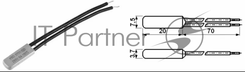 Термостат биметаллический KSD9700 5А/45 С нормально замкнутый