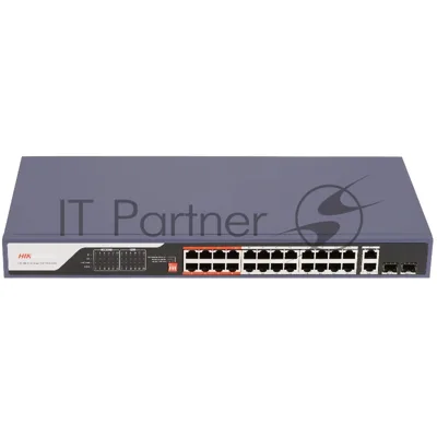 Коммутатор Hikvision DS-3E0326P-E(C), 24×1 Гбит/с PoE + 2×1 Гбит/с Combo (RJ45/SFP) + 2×1 Гбит/с SFP, неуправляемый