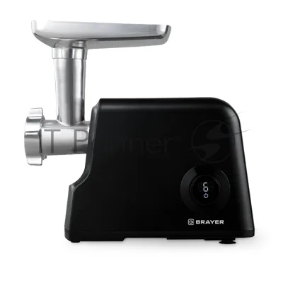Мясорубка электрическая Brayer BR1612 черный, 2000 Вт, 2.0 кг/мин, реверс, защита от перегрузки, металлический лоток, насадки - 6