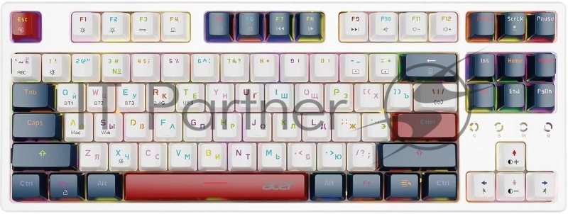 Клавиатура беспроводная Acer OKR302 (ZL.KBDEE.016), USB, Bluetooth/Радиоканал, белый