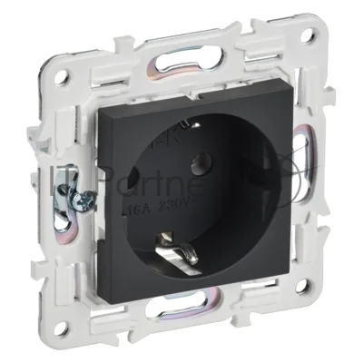Розетка с/з без защитных шторок 16А IEK SKANDY SK-R05G графит