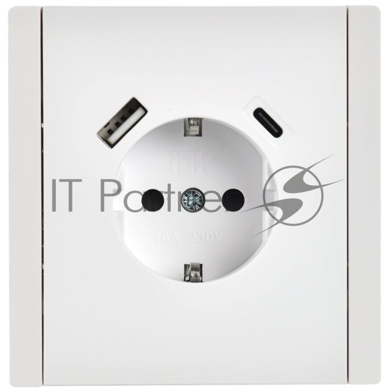 Розетка с/з со шт винтовое крепление 16А USB A+C 18Вт IEK FORTE&PIANO FP247 белый