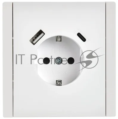 Розетка с/з со шт винтовое крепление 16А USB A+C 18Вт IEK FORTE&PIANO FP247 белый