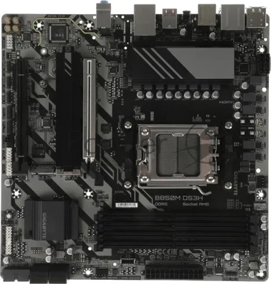 Материнская плата Gigabyte B850M DS3H, AM5, AMD B850, 4xDDR5, 4xSATA, 2xM.2, 1xPCIe 5.0 x16, 1xPCIe 3.0 x4, HDMI, 2xDisplayPort, 1x2.5Gb LAN, USB Type-C, 3x3.5 мм, 7.1, microATX