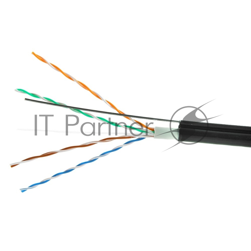 Кабель Cablexpert UPC-5051E-4-CU-OUTR, UTP outdoor 4x2x0.51 на тросу, медный, кат.5e, однож., 305м, coil, черный