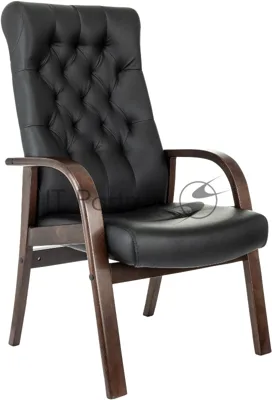 Кресло офисное Бюрократ T-9928WALNUT-CF черный, кожа, на ножках, дерево