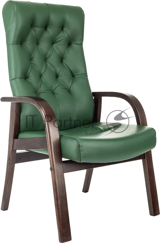 Кресло Бюрократ T-9928WALNUT-CF зеленый, кожа