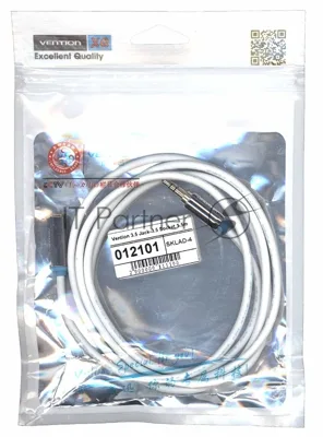 Кабель Vention 3.5 Jack-3.5 Socket 1.5m белый круглый 12101