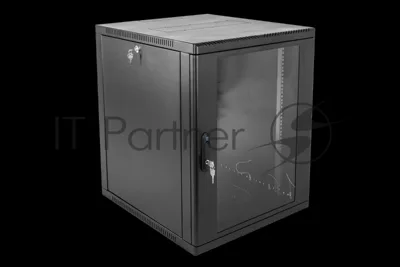 Шкаф коммутационный ЦМО ШРН-15.650-9005 настенный 15U 600x658мм пер.дв.стекл 200кг черный 600мм 180град.