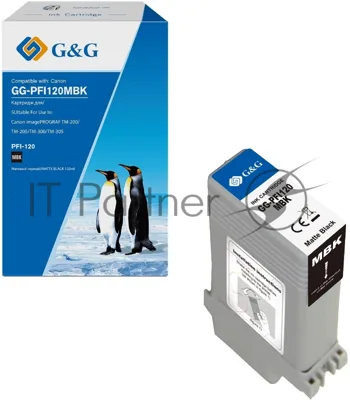 Картридж струйный G&G GG-PFI120MBK черный матовый (130мл) для Canon imagePROGRAF TM-200/205/300/305/250