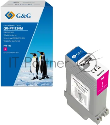 Картридж струйный G&G GG-PFI120M пурпурный (130мл) для Canon imagePROGRAF TM-200/205/300/305/250