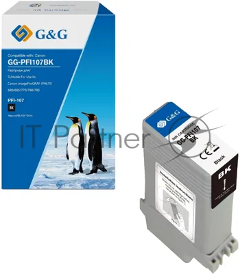 Картридж струйный G&G GG-PFI107BK черный (130мл) для Canon imageProGRAF iPF670/680/685/770/780/785