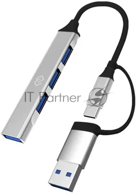 USB-концентратор Digma DHUB-4USB-AC-2.0, USB-C + USB-A, USB 2.0 4 портов, USB