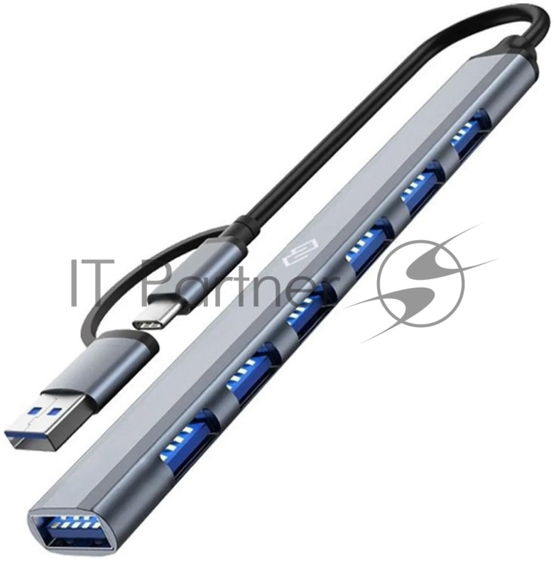 USB-концентратор Digma DHUB-7USB-AC-3.0, USB-C + USB-A, USB 3.0 7 портов, USB