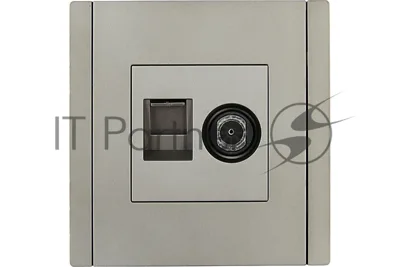 Розетка двойная IEK FORTE&PIANO FP536 TV+RJ45 кат.5E сталь
