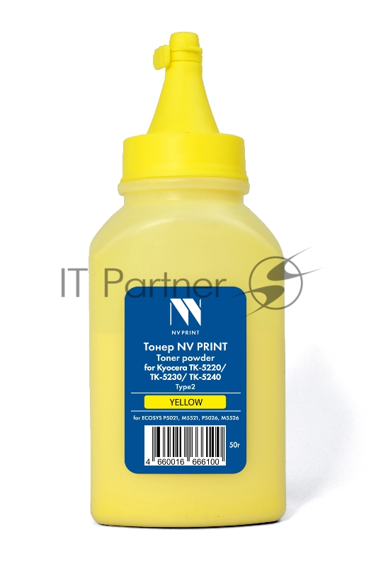 Тонер NVPrint для Kyocera TK-5220/TK-5230/TK-5240 Type2 (50г) Yellow совместимый
