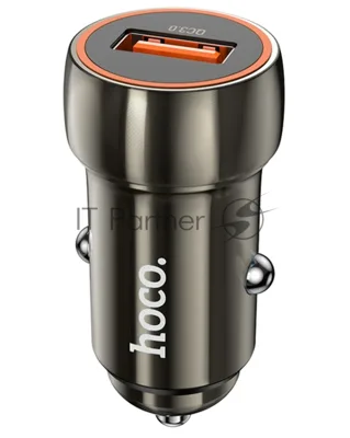 Автомобильная зарядка HOCO Z46 Blue shield, 1xUSB, 18W, серый металлик