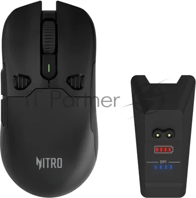 Мышь беспроводная Acer Nitro OMR404 черный, 6400 dpi, радиоканал, Bluetooth, USB, кнопки - 6