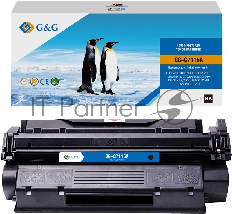 Картридж лазерный G&G GG-C7115A (C7115A) черный (2500 стр.) для HP LJ 1000/1005/1200/1200N/1200SE/1220/1220SE/3300MFP/3320N MFP/3320MFP/3330MFP