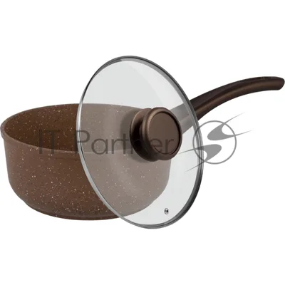 Ковш Maunfeld Carmel MF18CRM01SP из литого алюминия со стеклянной крышкой, 18 см, 1,6 л