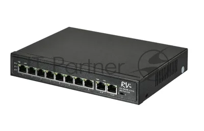 Коммутатор RVi 1NS08F-2T (1G), 8×100 Мбит/с PoE + 2×1 Гбит/с Uplink, неуправляемый