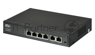 Коммутатор RVi-1NS04F-2T, 4×100 Мбит/с PoE + 2×100 Мбит/с, неуправляемый
