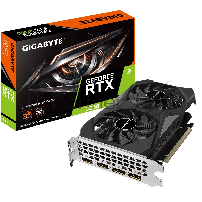 Видеокарта GIGABYTE GeForce RTX 3050 WINDFORCE V2 OC, 6 GB GDDR6, 96 bit, 2xDisplayPort, 2xHDMI, GPU 1042 MHz