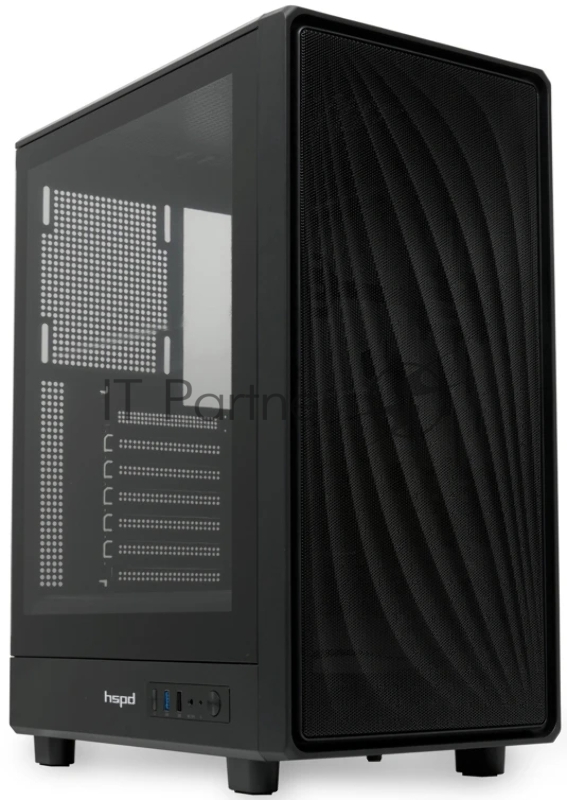Компьютерный корпус без блока питания HSPD M510, Mesh Mid Tower, черный, TG, 0.5 SPCC, no fans ATX, mATX, mITX 180/280/160мм 1x2.5", 1x3.5", 7xPCI 1xUSB-A 3.0, 1xUSB-A 1.0 517x277x418мм