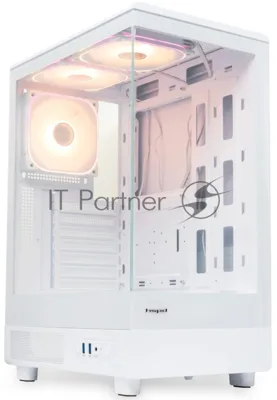 Компьютерный корпус HSPD F510, Panoramic Mid Tower, белый, TG, 0.5 SPCC, 3x120мм ARGB ATX, mATX, mITX 180/280/160мм 1x2.5", 1x3.5", 7xPCI 2xUSB-A 3.0 356x218x467мм