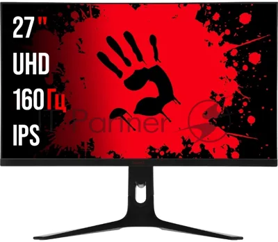 Монитор 27" BLOODY MN272U IPS 3840x2160, 160 Гц, 5 мс, 16:9, 400 кд/м², 2xHDMI, 2xDisplayPort, трехсторонний безрамочный дизайн, Flicker Free, Low Blue Light, HDR10, черный