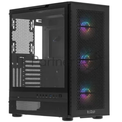 Корпус PCCooler ME200 MESH BK, Midi-Tower, чёрный, 3 x 120 мм