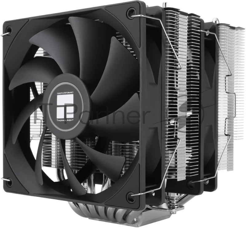 Кулер для процессора Thermalright Phantom Spirit 120 SE черный (4-pin PWM, 154mm, Ni/Cu, 7x6mm, 2x120мм, 66.17CFM, 25.6dBA, 1500RPM, S: 1200, 1700, 1851, 115X, AM4, AM5, silver, black)