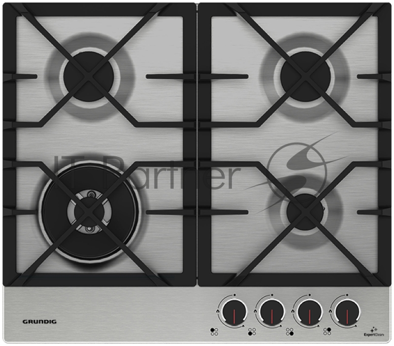 Газовая варочная поверхность Grundig GIGA 6234260 XE, 4 конфорки, нержавеющая сталь, 8500 Вт