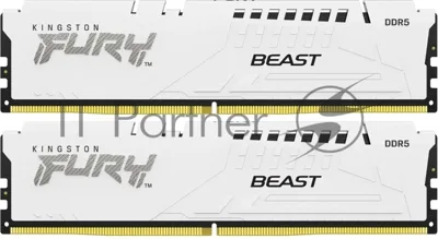 Оперативная память Kingston Fury Beast, DDR5, 32Gb (2x16Gb), 6000MHz, CL30, DIMM, с радиаторами, белый