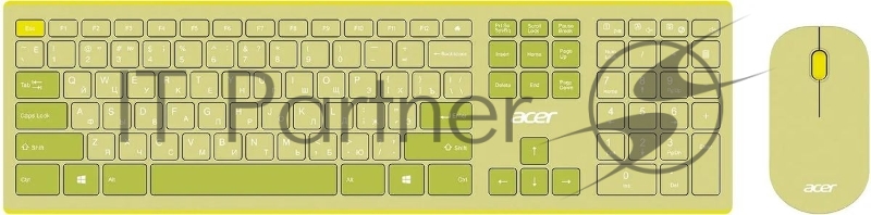 Комплект клавиатура + мышь Acer OCC205 беспроводной USB, 1200 dpi, зеленый/желтый