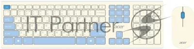 Комплект клавиатура + мышь Acer OCC205 беспроводной USB, 1200 dpi, белый/голубой