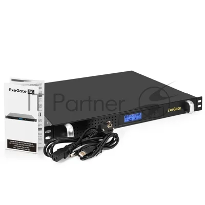 Источник бесперебойного питания ExeGate 1U ServerRM UNL-1000.LCD.AVR.6C13.RJ.USB.1U 1000VA/600W, LCD, AVR, 6*C13, RJ, USB, 1U, установка в стойку, черный