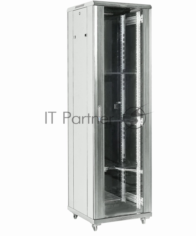 Напольный шкаф Rexant RAL 7035 19" 27U 600×600×1387 (ШxГxВ), дверь стекло, металлическая задняя дверь, боковые съемные стенки