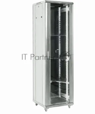Напольный шкаф Rexant RAL 7035 19" 27U 600×600×1387 (ШxГxВ), дверь стекло, металлическая задняя дверь, боковые съемные стенки