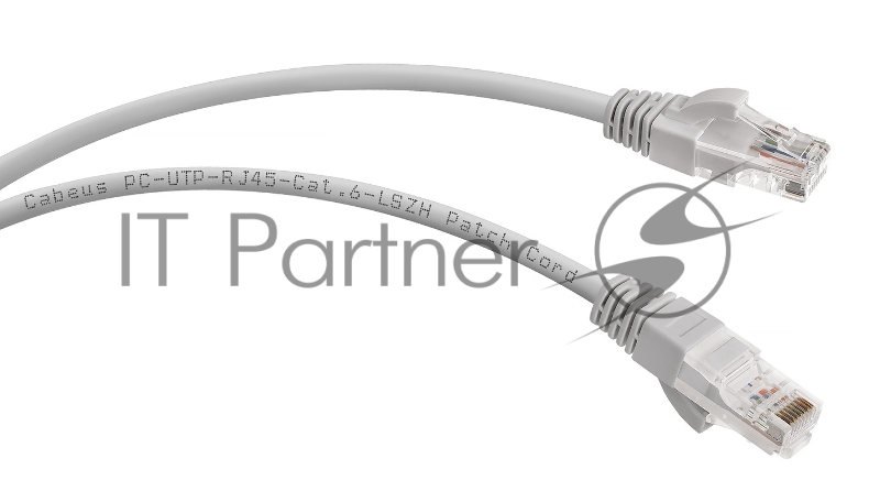 Патч-корд Cabeus PC-UTP-RJ45-Cat.6-1.5m-LSZH, U/UTP, кат.6, 2xRJ45/8p8c, неэкранированный, серый, LSZH, 1.5м