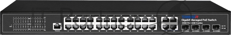 Коммутатор Trassir TR-NS24284C-400-24PoE (L2) 24x1Gbит/с 4xКомбо(1000BASE-T/SFP) 24PoE 400W управляемый