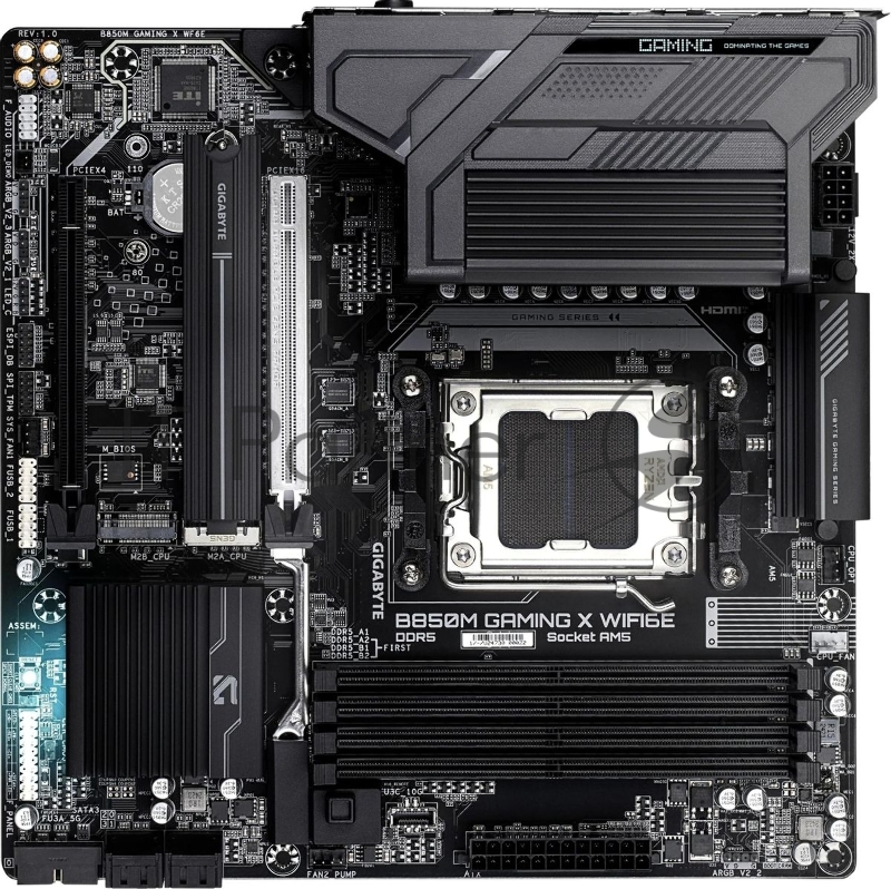 Материнская плата Gigabyte B850M GAMING X WIFI6E, AM5, AMD B850, 4xDDR5, 4xSATA, 2xM.2, 1xPCIe 5.0 x16, 1xPCIe 3.0 x4, HDMI, 2xDisplayPort, 1x2.5Gb LAN, USB Type-C, 3x3.5 мм, 7.1, microATX