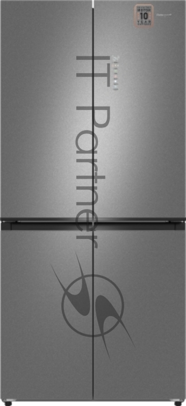 Холодильник Weissgauff WCD 450 Bru Steel Glass NoFrost Inverter матовая сталь трехкамерный 287/163л морозилка снизу, No Frost, Side by Side