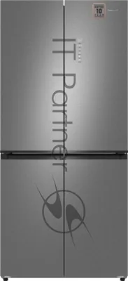 Холодильник Weissgauff WCD 450 Bru Steel Glass NoFrost Inverter матовая сталь трехкамерный 287/163л морозилка снизу, No Frost, Side by Side