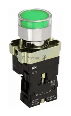Кнопка управления IEK LAY5 LAY5-BW3361 с подсветкой зеленый 1з