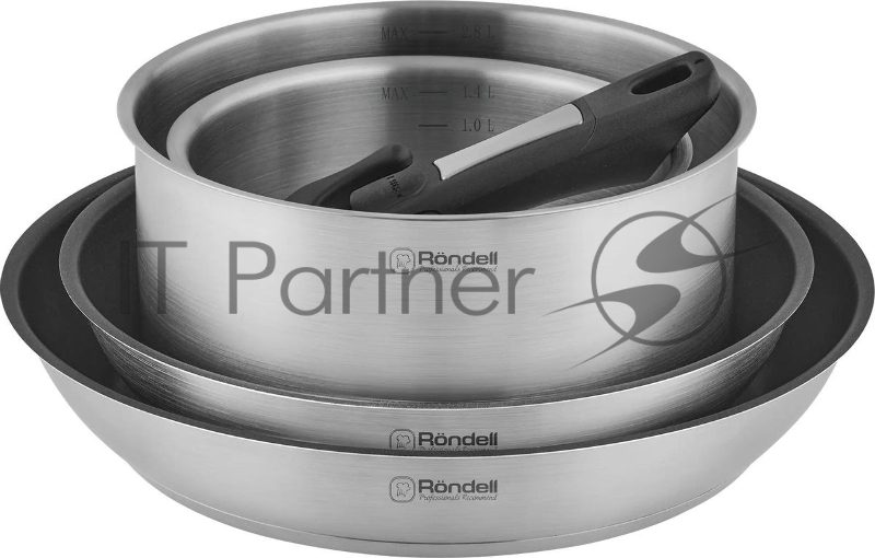 Набор Rondell RDS-1315, 5 предм: Кастрюли б/кр 16 см (1,4 л), 20 см (2,8 л), сковороды б/кр 26x5 см, 28x5 см, съемная