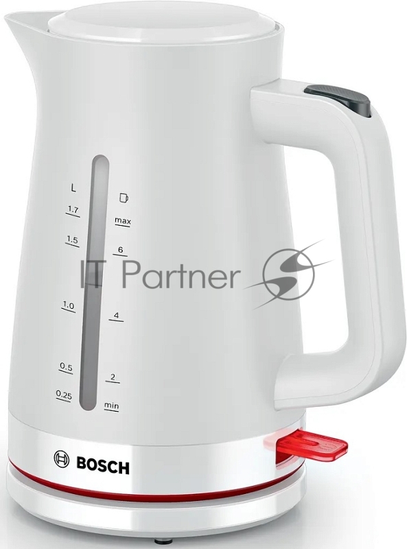 Электрочайник Bosch TWK3M121 белый, 1.7 л, 2400 Вт, скрытый нагревательный элемент