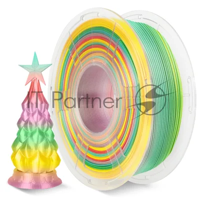 Филамент NVPrint Silk PLA+ Rainbow 01 для 3D печати диаметр 1.75мм длина 330 метров масса 1 кг